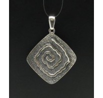 PE000457 Stylish Sterling silver pendant 925 solid huge spiral handmade