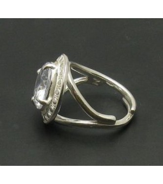 R000576 Stylish Sterling Silver Ring Solid 925 12mm CZ Adjustable Size Handmade Empress