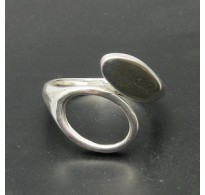 R000409 Plain Stylish Sterling Silver Ring Solid 925 Adjustable Size Nickel Free Empress
