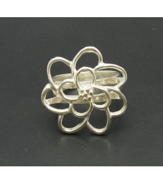 R000707 Genuine Stylish Sterling Silver Ring Flower Solid 925 Handmade Empress