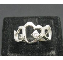 R000540 Sterling Silver Ring Genuine Solid 925 Heart With Cubic Zirconia Stylish Empress