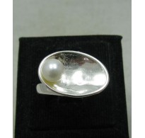 R001146 Plain Stylish Sterling Silver Ring Solid 925 6mm Pearl Perfect Quality Empress