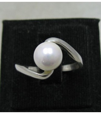 R001143 Plain Stylish Sterling Silver Ring Genuine Solid 925 8mm Pearl Handmade Empress