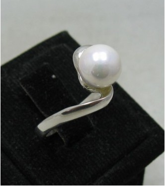 R001143 Plain Stylish Sterling Silver Ring Genuine Solid 925 8mm Pearl Handmade Empress