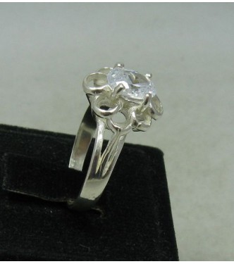 R000134 Stylish Genuine Sterling Silver Ring Solid 925 8x6mm Cubic Zirconia Handmade