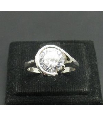R000585 Stylish Genuine Sterling Silver Ring Solid 925 With 9mm Round Cubic Zirconia