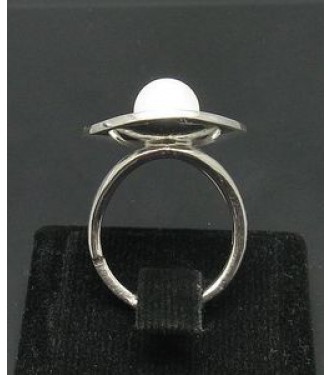 R000984 Stylish Sterling Silver Ring Hallmarked Solid 925 Ellipse Pearl Adjustable Size