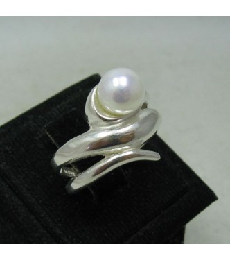 R001130 Genuine Handmade Stylish Sterling Silver Ring Solid 925 Pearl Hallmarked 