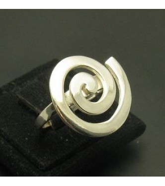 R000955 Sterling Silver Ring Spiral Stamped Solid 925 Nickel Free Hallmarked Handmade
