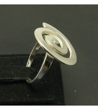 R000955 Sterling Silver Ring Spiral Stamped Solid 925 Nickel Free Hallmarked Handmade