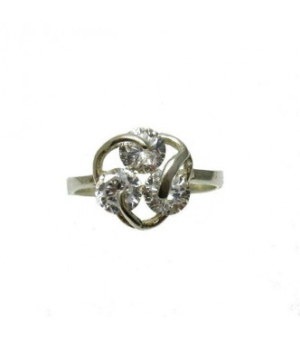R001337 Genuine Stylish Sterling Silver Ring 925 Rolling Cubic Zirconia Handmade