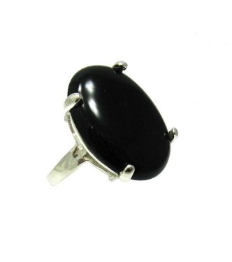 R001355 Sterling Silver Ring Solid 925 25X18mm Natural Black Onyx Handcrafted