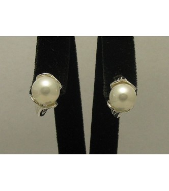 STERLING SILVER EARRINGS SOLID 925 PEARL FRENCH CLIP E000375 EMPRESS