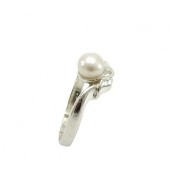 R000022 Stylish Sterling Silver Ring Hallmarked Solid 925 With 6mm Pearl Empress