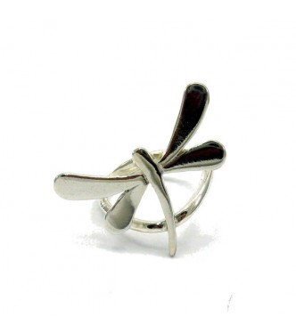 R001395 Stylish Sterling Silver Ring Solid 925 Dragonfly Adjustable Size Handmade