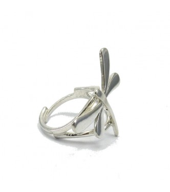 R001395 Stylish Sterling Silver Ring Solid 925 Dragonfly Adjustable Size Handmade