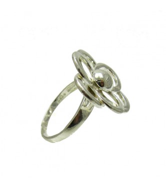 R000003 Plain Stylish Sterling Silver Ring Flower Solid 925 Handmade Perfect Quality
