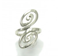 R000062 Long Genuine Stylish Sterling Silver Ring Hallmarked Solid 925 Spirals Handmade
