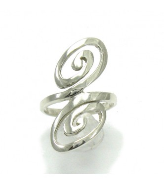 R000062 Long Genuine Stylish Sterling Silver Ring Hallmarked Solid 925 Spirals Handmade