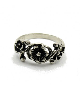 R000084 Stylish Genuine Sterling Silver Ring Hallmarked Solid 925 Flowers Handmade
