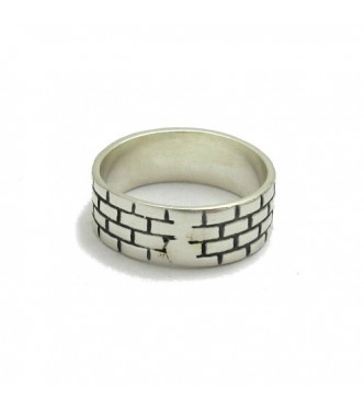 R000059 Genuine Sterling Silver Ring Stamped Solid 925 Band Bricks Nickel Free Handmade