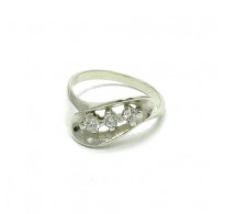 R000092 Stylish Sterling Silver Ring Hallmarked Solid 925 With 3 Cubic Zirconia Handmade