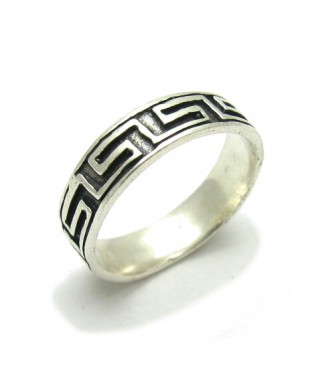 R000093 Genuine Stylish Sterling Silver Ring Meanders Band Solid 925 Handmade