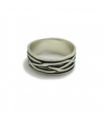 R000166 Genuine Stylish Sterling Silver Ring Stamped Solid 925 8mm Wide Band Handmade
