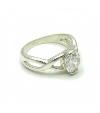 R000167 Sterling Silver Ring Hallmarked Solid 925 With 9X7mm Oval Cubic Zirconia Empress