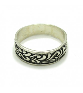 R000230 Genuine Plain Sterling Silver Ring Solid 925 Floral Band Handmade Nickel Free
