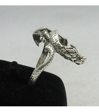 R000253 Genuine Stylish Sterling Silver Ring Solid 925 Dragon Handmade Nickel Free