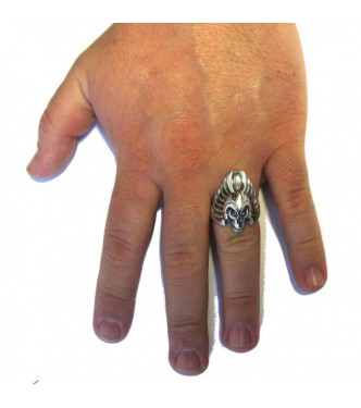 R000258 Sterling Silver Biker Ring Genuine Stamped Solid 925 Skull Handmade Empress