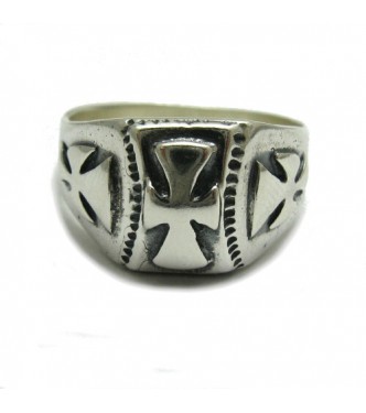 R000271 Sterling Silver Men's Ring Genuine Stamped Solid 925 Cross Handmade