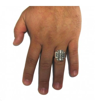 R000272 Stylish Sterling Silver Men's Ring Genuine Solid 925 Cross Handmade Empress