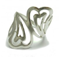 R000368 Genuine Plain Sterling Silver Ring Solid 925 Double Hearts Handmade Empress