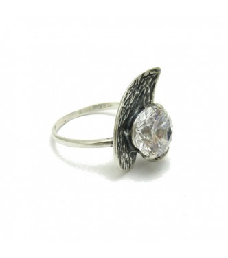 R000418 Stylish Sterling Silver Ring Genuine Solid 925 With 10MM Cubic Zirconia Handmade