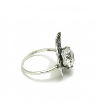 R000418 Stylish Sterling Silver Ring Genuine Solid 925 With 10MM Cubic Zirconia Handmade