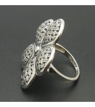 R000430 Stylish Sterling Silver Ring Flower Big Genuine Solid 925 Handmade Empress 
