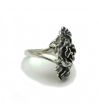  R000503 Genuine Stylish Sterling Silver Ring Solid 925 Flower Rose Handmade