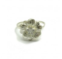 R000574 Sterling Silver Ring Flower Hallmarked Solid 925 With CZ Nickel Free Empress
