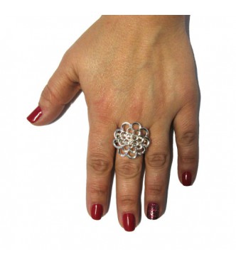 R000708 Genuine Sterling Silver Ring Hallmarked Solid 925 Flower Handmade Empress