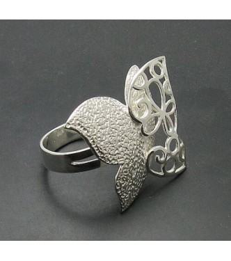 R000820 Genuine Stylish Sterling Silver Ring Huge Butterfly 925 Adjustable Size Stamped