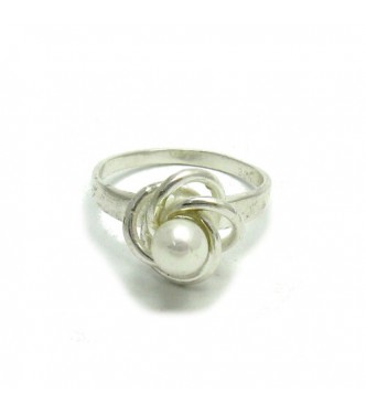 R001450 Stylish Sterling Silver Ring Solid 925 With 6mm Pearl Perfect Quality Empress