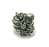 R001509 Sterling Silver Filigree Ring Solid 925 With Cubic Zirconia Handcrafted