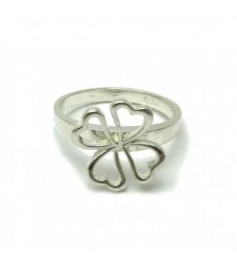 R001510 Stylish Sterling Silver Ring Solid 925 Clover Luck Nickel Free Handmade