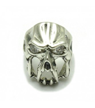 R001553 Genuine Sterling Silver Biker Ring Solid 925 Monster Skull Handcrafted 