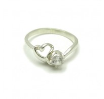 R001571 Stylish Sterling Silver Ring Solid 925 Heart With 5mm Cubic Zirconia Handmade