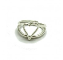 R001678 Genuine Sterling Silver Ring Solid 925 Heart Adjustable Size Handmade