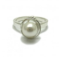 R001728 Sterling silver ring solid 925 with 8mm pearl  Empress