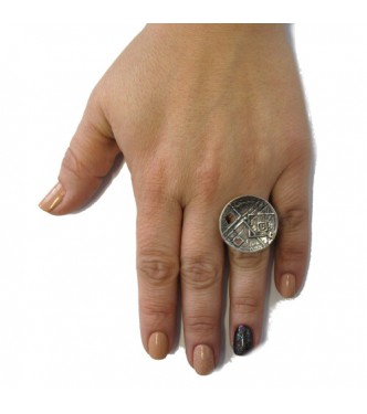 R001753 Genuine Sterling Silver Ring Stamped Solid 925 Adjustable Size Handmade
